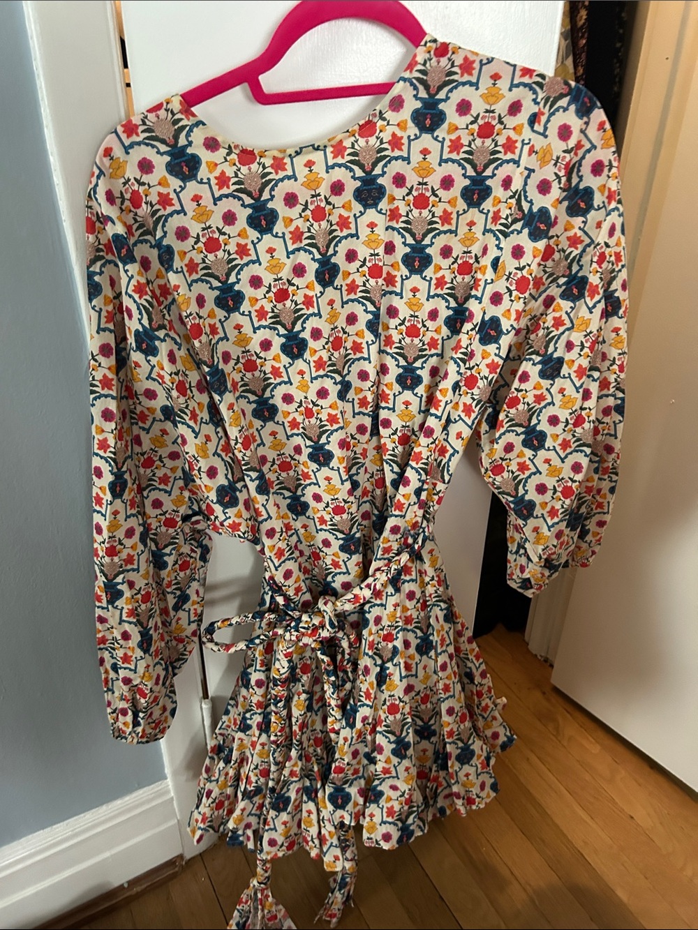 RHODE Floral Mini Dress in Cream, Blue, Pink & Yellow
